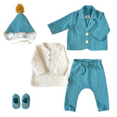 Set botez Marble din 5 piese, in și muselină